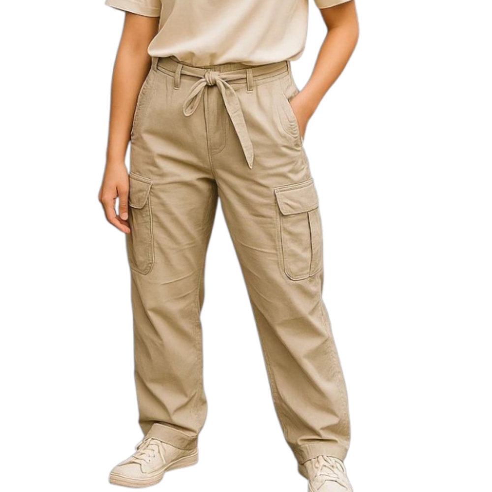 LOFT Tan Cargo Pants with Relaxed Fit and Utility Style Size 0